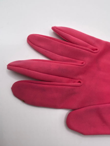 Original 1950s 50s Pink Nylon Fabric Gloves