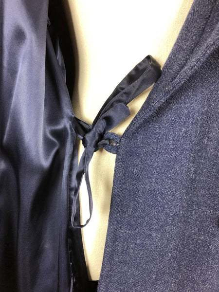 LAYAWAY PAYMENT 2 OF 3 - RESERVED FOR KHARONN - Super Rare Original Late 1920s 20s / Early 1930s 30s Vintage Navy Blue Asymmetric Coat With Amazing Fan Collar