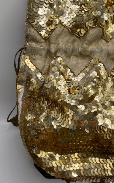 Stunning Original Vintage Late 1920s 20s / Early 1930s 30s Gold Sequin And Lamé Evening Bag