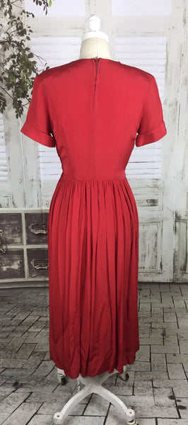 Original 1940s 40s Vintage Red Studded Dress