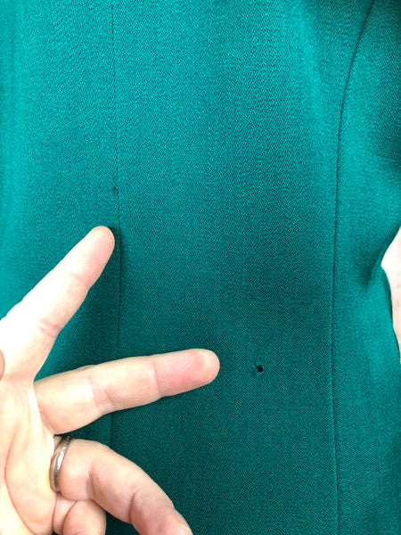 Incredible Original 1940s 40s Vintage Emerald Green Blazer With Gingham Details