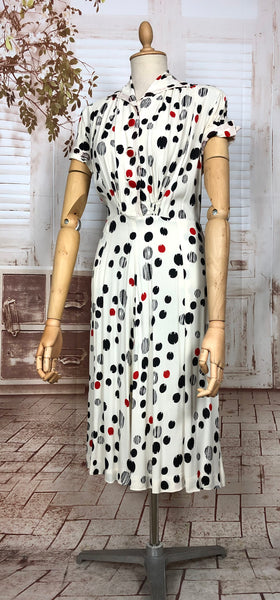 Fabulous Original 1940s Red Black And White Spotted Dress