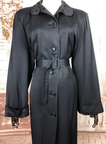 LAYAWAY PAYMENT 2 OF 3 - RESERVED FOR SARAH - PLEASE DO NOT PURCHASE - Original Volup Vintage 1940s 40s Black Belted Gabardine Coat