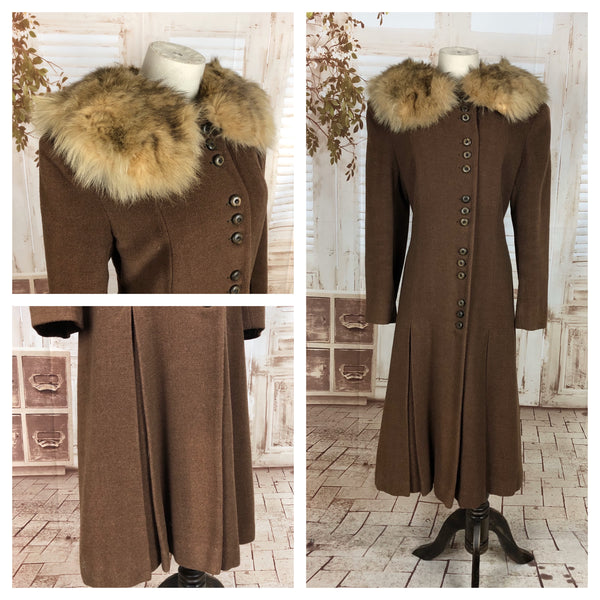 LAYAWAY PAYMENT 1 OF 2 - RESERVED ON LAYAWAY - PLEASE DO NOT PURCHASE - Original 1930s 30s Vintage Brown Wool Coat With Blonde Fur Collar