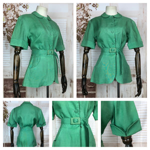 LAYAWAY PAYMENT 2 of 2 - RESERVED FOR GILDA - Amazing Mint Green Vintage 1940s 40s Belted Jacket