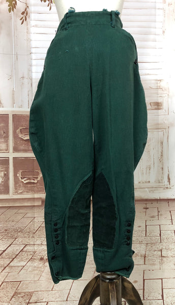 LAYAWAY PAYMENT 2 OF 3 - RESERVED FOR MAIKEN - Fabulous Original 1940s 40s Vintage Forest Green Riding Jodhpurs By Kerrybrooke