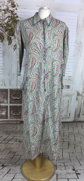 Original 1950s Volup Vintage Green Paisley Housedress