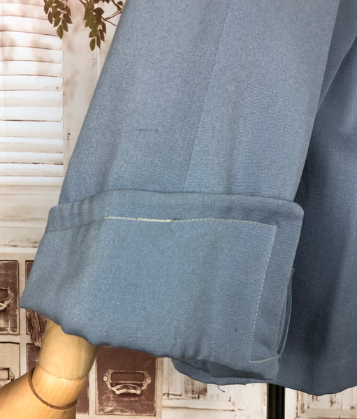 Beautiful Original 1940s Volup Vintage Periwinkle Blue Spring Weight Gabardine Swing Coat