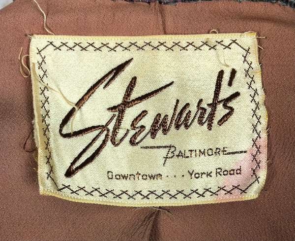 Original 1940s 40s Vintage Brown And Lilac Plaid Skirt Suit By Stewart’s