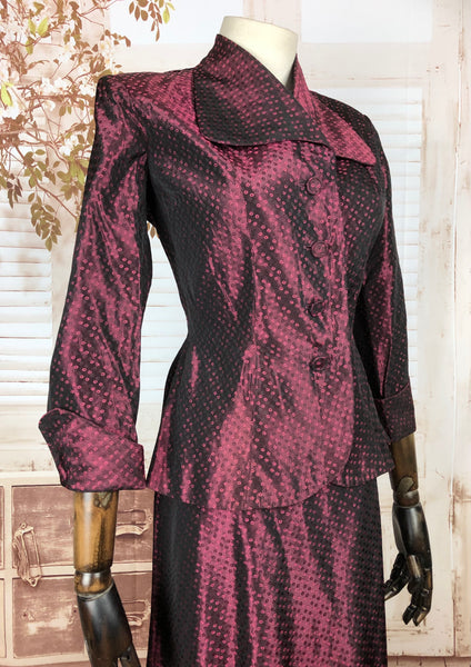 RESERVED FOR SENDI - PLEASE DO NOT PURCHASE - Original 1940s 40s Vintage Burgundy Iridescent Taffeta Suit