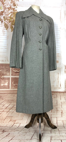 Gorgeous Original 1940s Vintage Grey Belt Back Princess Coat