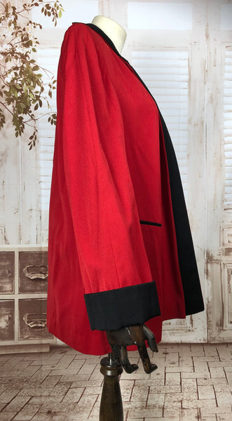 Amazing Original Vintage 1940s 40s Red And Black Colour Block Swing Coat By Betty Rose
