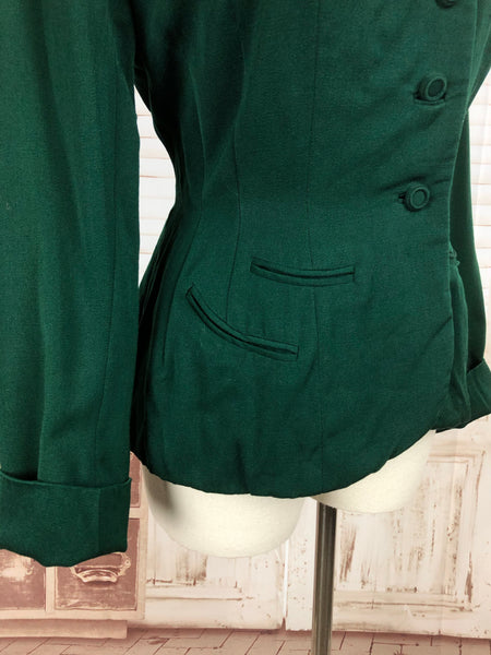 RESERVED ON LAYAWAY FOR KELLY - PLEASE DO NOT PURCHASE - Original 1940s 40s Vintage Forest Green Gabardine Jacket