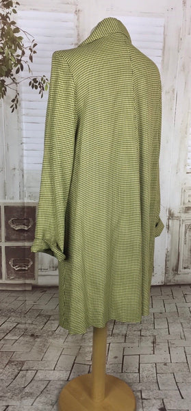 Original 1940s 40s Vintage Mustard Yellow Grey Check Swing Coat