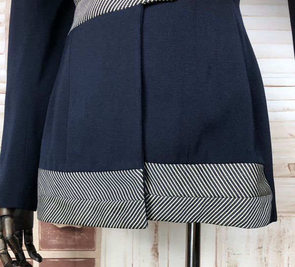 Rare Original 1950s 50s Vintage Navy Blue Lilli Ann Blazer With Wrap Around Arrow Detailing