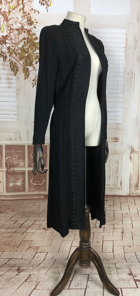 Original 1930s 30s Vintage Black Crepe Coat With Soutache Edge – Black ...