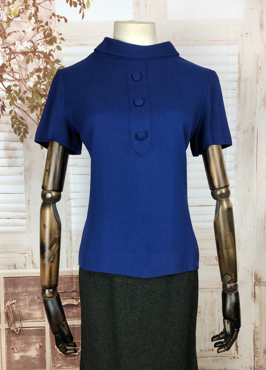 Original 1960s 60s Vintage Royal Blue Mod Top – Black Sheep Antiques