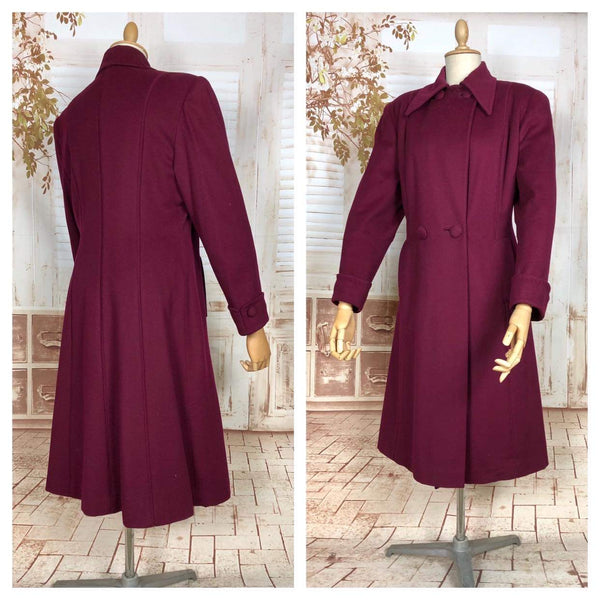 Exquisite Original 1940s Volup Vintage Burgundy Wine Princess Coat