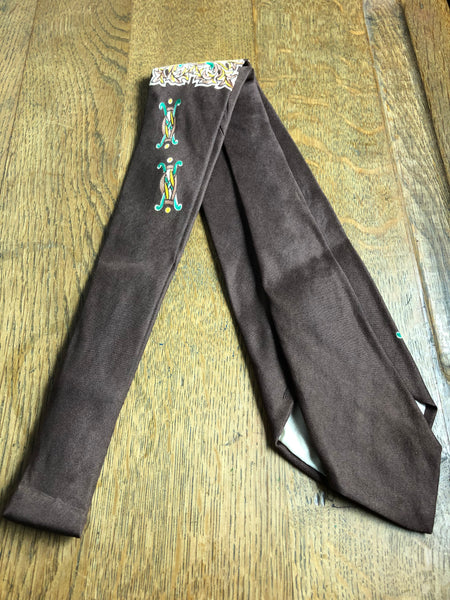 Original Late 1940s Chocolate Brown And Green Silk Swing Tie By Duval Of Hollywood