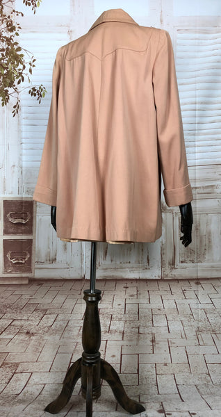 Stunning Original 1940s 40s Vintage Pastel Pink Gabardine Swing Coat