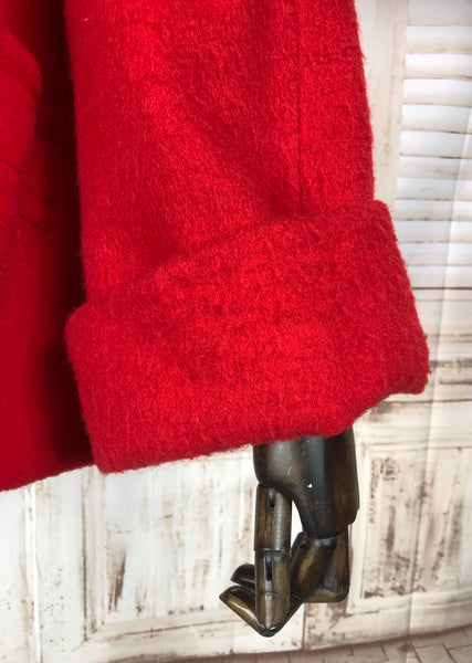 Gorgeous Original Vintage Late 1940s Early 1950s Red Wool Swing Jacket By Betty Rose