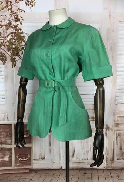 LAYAWAY PAYMENT 2 of 2 - RESERVED FOR GILDA - Amazing Mint Green Vintage 1940s 40s Belted Jacket