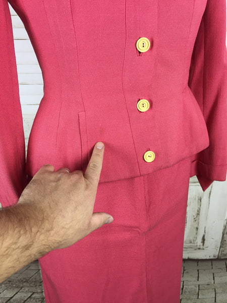 Original 1940s Petite Pink Vintage Summer Skirt Suit By Lady Renlyn