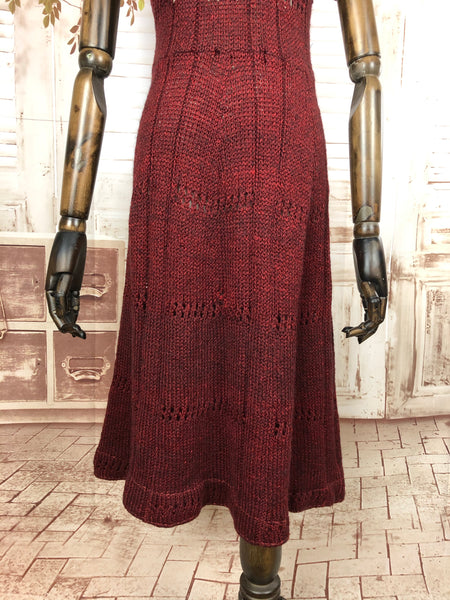 Original 1940s 40s Vintage Burgundy Knit Dress
