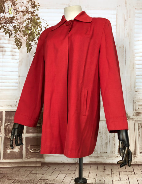 Fabulous Original 1940s 40s Vintage Red Gabardine Swing Coat