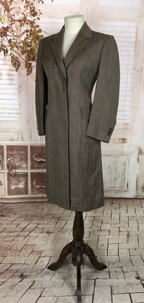RESERVED FOR CHLOE - PLEASE DO NOT PURCHASE - Original Vintage 1940s 40s Grey Brown Lightweight Wool With Red Stripes Coat