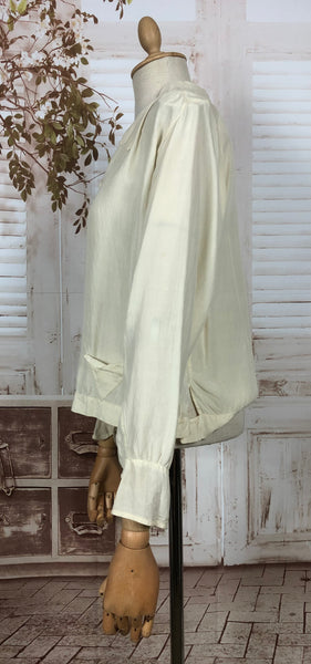Beautiful Original 1920s 20s Cream Silk Shirt Blouse With Triangular Pockets