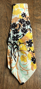 Vibrant Original Late 1940s / Early 1950s Vintage Yellow And Orange Tropical Floral Swing Tie