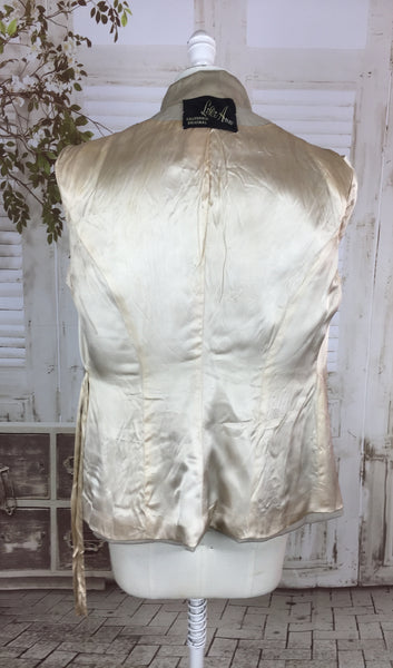 Original 1940s Vintage Taupe Gab Gabardine Black Label Lilli Ann Wrap Jacket