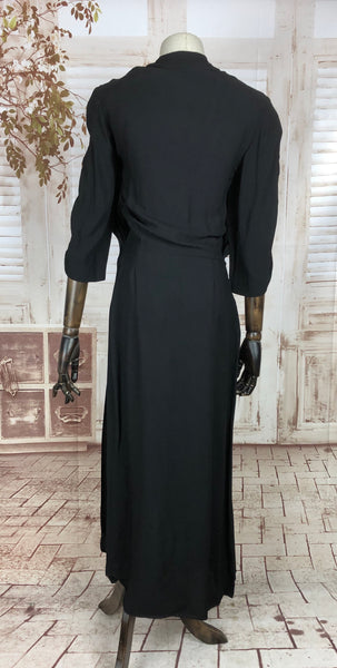 Original 1940s 40s Vintage Black Draped Crepe Evening Dress