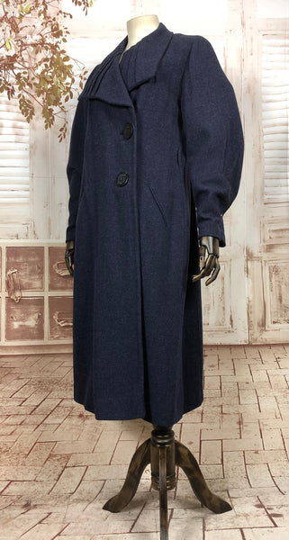 LAYAWAY PAYMENT 2 OF 3 - RESERVED FOR KHARONN - Super Rare Original Late 1920s 20s / Early 1930s 30s Vintage Navy Blue Asymmetric Coat With Amazing Fan Collar