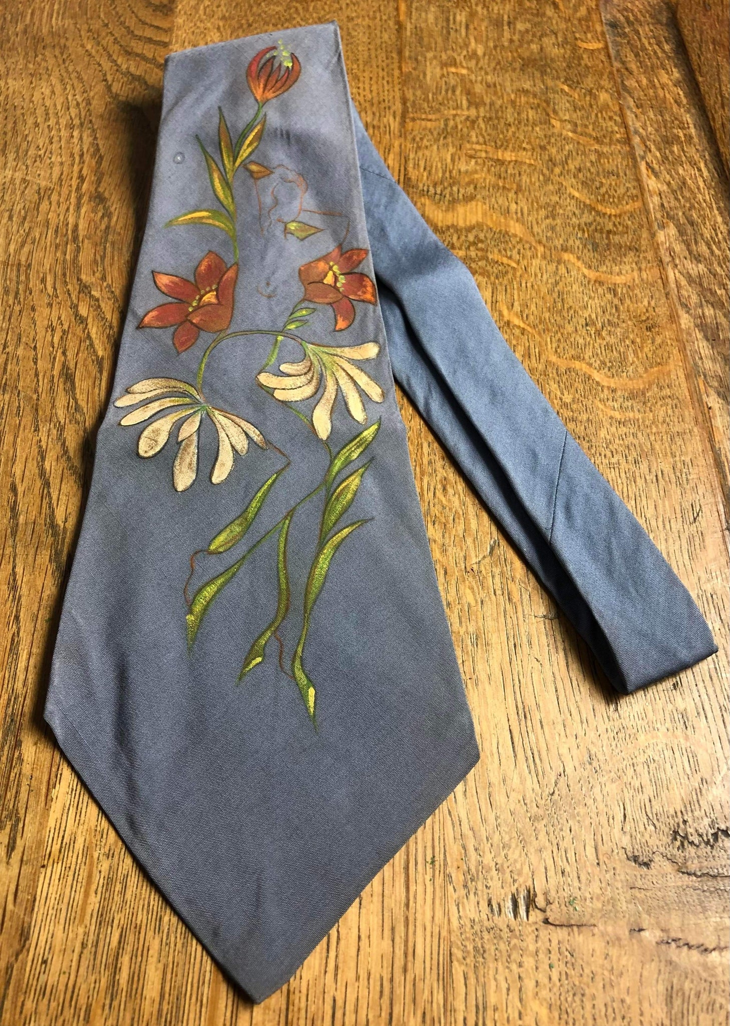 Rare Stunning Original 1940s Hand Painted Swing Tie By California Exotics