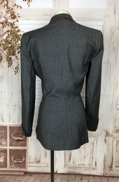 Original 1940s 40s Grey Wool Suit Jacket With Gorgeous Pockets