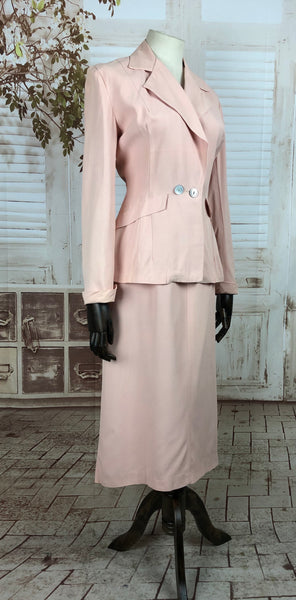 LAYAWAY PAYMENT 1 of 2 - RESERVED FOR KHARONN - Original 1940s 40s Vintage Pale Pink Belt Back Summer Suit