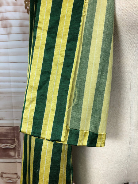 Fabulous Yellow And Green Striped 1940s 40s Handmade Jacket
