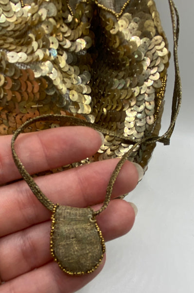 Stunning Original Vintage Late 1920s 20s / Early 1930s 30s Gold Sequin And Lamé Evening Bag