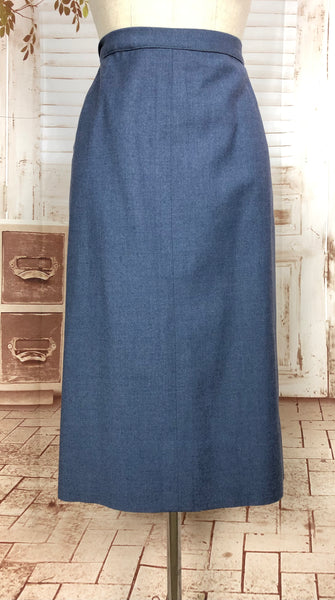 Fabulous Original Late 1940s Volup Vintage Steel Blue Beaded Skirt Suit