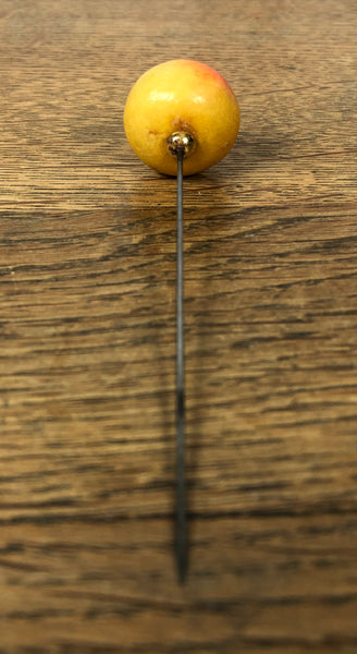 Unusual Vintage Red And Yellow Apple Hat Stick Pin