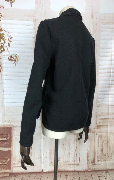 Original 1950s 50s Vintage Black Double Breasted Wool Jacket