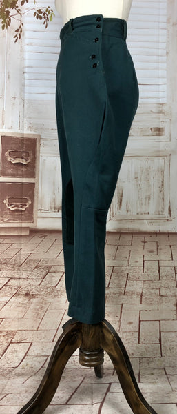 Fabulous Original Late 1940s 40s Vintage Bottle Green Elephant Ear Jodhpurs Riding Trousers
