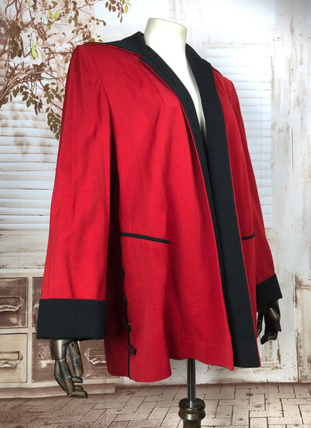 Amazing Original Vintage 1940s 40s Red And Black Colour Block Swing Coat By Betty Rose