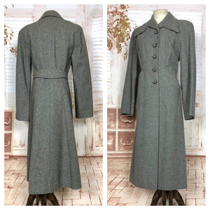 Gorgeous Original 1940s Vintage Grey Belt Back Princess Coat