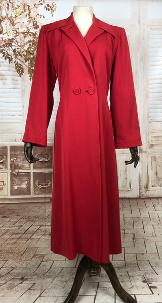 Incredible Original 1940s 40s Vintage Red Gabardine Fit And Flare Princess Coat