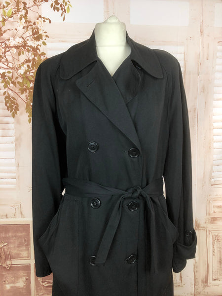 LAYAWAY PAYMENT 1 OF 2 - RESERVED FOR BETHEA - Fabulous 1940s 40s Vintage Black Belted Rain Mac Trench Coat