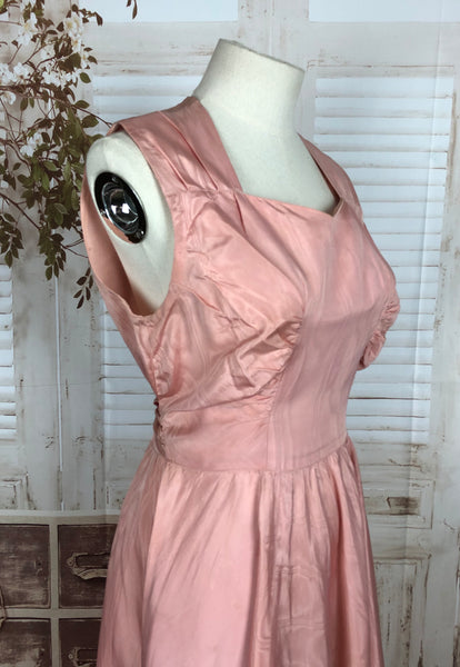 Original 1940s 40s Vintage Pink Taffeta Evening Dress With Double Elevens Dinner Plate Luxury Rationing Labels