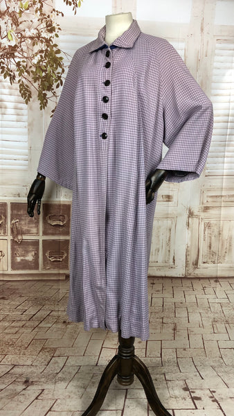 LAYAWAY PAYMENT 2 of 2 - RESERVED FOR GIULIA - Original 1940s 40s Vintage Lilac Check Swing Coat With Huge Sleeves